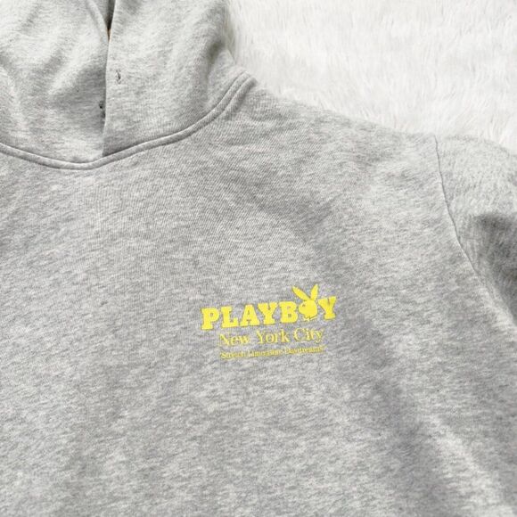 Unisex Playboy New York City Oversized Hoodie in Light Gray Size Small - Picture 3 of 11